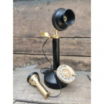 K&uuml;&uuml;nlajalgtelefon Black&Gold & Full Gold Vintage lauatelefoni messingist antiikne p&ouml;&ouml;rdnupp lauale must