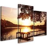 Kolmeosalise pildiga l&otilde;uenditr&uuml;kk Sunset Lake 60x40 pruun