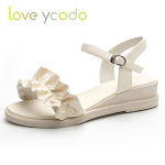 K&auml;sit&ouml;&ouml;na valmistatud suvised naiste ja t&uuml;drukute tudengite moes mugavad naturaalsest nahast kroonlehtedest sandaalid 40