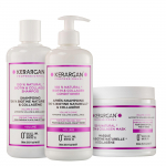 Kerargan - Biotiini ja kollageeniga &scaron;ampoon, palsam ja mask - Kahjustatud juustele - Sulfaadi-, parabeeni-, silikoonivaba - 3x500 ml 1500 valge