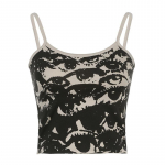 Gooti portreeprinteriga T-s&auml;rk Esteetiline Y2K Crop Tops L&uuml;hikeste varrukatega Vest T-s&auml;rgid Harajuku T&auml;navar&otilde;ivad Valged Susksid Naiste riided S khaki