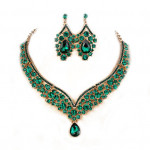 1 komplekt pruutk&otilde;rvar&otilde;ngad kaelakee veetilgakujulised kividest ehted, geomeetriline reguleeritav pulmaehtekomplekt roheline