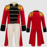 Lastepoiste tsirkuseringmeistri kost&uuml;&uuml;m, pikkade varrukatega, kraega, frakk jakk Halloweeni cosplay jaoks 3-4 Years punane
