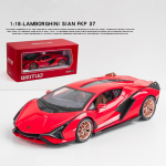 1/18 Skaala Lambo Sian Diecast Mudelauto M&auml;nguasi, Tagasit&otilde;mmatav S&otilde;iduk Heliga ja Valgusega Lastele T&auml;iskasvanutele Kingitus Kollektsioon 1/18-27.5x12.5x6.5cm punane