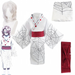 Uus Anime Demon Slayer Kimetsu No Yaiba Spider Oni Ayaki Rui Cosplay Unisex Kimono T&auml;iskomplektsed Halloweeni karnevalikost&uuml;&uuml;mid L-(Costume+Wig)