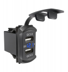 Universaalne autolaadija veekindel Qc3.0 kahe USB-pordiga automaatne adapter Toyota kiirlaadimise autotarvikute jaoks sinine