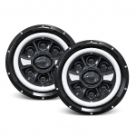 7-tolline LED-esitule &uuml;mmargune esituli koos HiLo Beam, DRL-i ja kollase suunatulega autodele 2 Pieces must