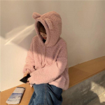 S&uuml;gisesed Kawaii kapuutsid Naiste Korea vabaaja armas karu kampsun Lahtine top naiste &uuml;lisuured soojad riided M