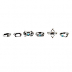 6 tk T&uuml;rkiissinine Arrow Moon Statement Naiste Midi S&otilde;rmuste komplekt Ehted