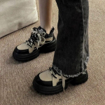 Platvorm paksud tossud Naiste vintage Korea stiilis spordijalatsid vabaajajalatsid Mugavad sportlikud vulkaniseeritud naiste jalatsid 35 khaki