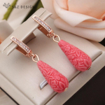 Mood Water Drop Carve Flower s&uuml;nteetilisest kestast rippuvad k&otilde;rvar&otilde;ngad naistele pulmadeks kuupmeetrist tsirkooniumoksiidist ehteid kingitus