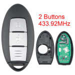 433,92MHz FSK 3 nupuga nutikas auto kaugjuhtimisv&otilde;ti koos 4A kiibiga NISSAN Qashqai X-Traili jaoks 2 Buttons