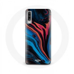 Samsung Galaxy A70 &uuml;mbris abstraktse tekstuuriga sinine must punane