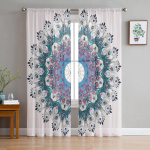 Mandala paabulinnu t&uuml;llkardinad elutuppa magamistuppa l&auml;bipaistev kardin r&otilde;dusaali jaoks Moeprindiga kodukardinad 135W x 114H(cm)