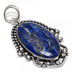 Natural Lapis Lazuli Gemstone Handmade 925 Sterling Silver Pendant 2.60 o5d29