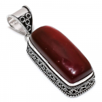 Natural Red Labradorite Gemstone 925 Sterling Silver Gift Pendant 2.17 g0b11