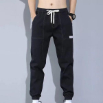 S-5XL Meeste T&auml;navar&otilde;ivad Hip Hop Cargo P&uuml;ksid Meeste Teksad Pikad Denimp&uuml;ksid Elastsed Harem P&uuml;ksid Jooksup&uuml;ksid S&uuml;gisel ja Kevadel S must