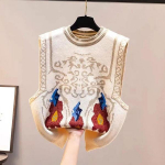 Naiste kevadised ja s&uuml;gisesed kampsunvestid, suured žakaarv&auml;rvi silmkoelised vestid, sobivad varrukateta kampsunid XXXL beež