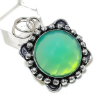 Natural Green Kunzite Gemstone Handmade 925 Sterling Silver Pendant 1.77 q9o32
