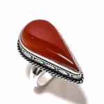 Natural Carnelian Gemstone Handmade 925 Sterling Silver Gift Ring Size 8 e0l02