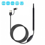 5,5 mm 3 in 1 2 m k&otilde;rvapuhastuskaamera Android PC 6 LED-iga HD endoskoopkaamera koos laste/t&auml;iskasvanute k&otilde;rvalusikate ja fikseeritud komplektiga must