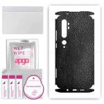 apgo Protective Skin Sticker for the back+sides compatible with Xiaomi Mi Note 10 Pro, Full Wrap Film, Foil, Vinyl - Pattern Black Leather