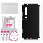 apgo kaitsev nahakleebis tagak&uuml;ljele ja k&uuml;lgedele, mis &uuml;hildub Xiaomi Mi Note 10-ga, t&auml;iskile, foolium, vin&uuml;&uuml;l &ndash; mustriga s&uuml;simusta