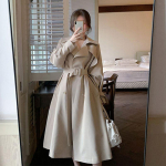 Keskmise pikkusega parkatrenchcoat naistele kevad-s&uuml;giseks Korea manteljakk S khaki