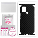 apgo Protective Skin Sticker for the back+sides compatible with Tecno Pova, Full Wrap Film, Foil, Vinyl - Pattern Carbon Black