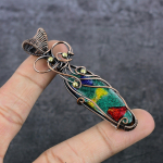 Natural Dicorich Glass Gemstone Copper Wire Wrap Gift Jewelry Pendant 2.96 z4b20