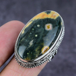 Natural Ocean Jasper Gemstone Handmade 925 Sterling Silver Jewelry Ring S.6 b2h31
