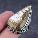 Natural Wild Horse Gemstone Handmade 925 Sterling Silver Jewelry Ring S.7 p1e86