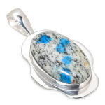 Natural K2 Blue Azurite Gemstone 925 Sterling Silver Gift Pendant 2.21 s5e96