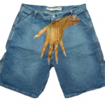 Y2K Hip-hop Trend Mustriga Tr&uuml;kitud Denim L&uuml;hikesed P&uuml;ksid Meeste K&otilde;rge T&auml;nava Moebr&auml;nd Paari Vabaaja Viiepunktilised P&uuml;ksid &Otilde;huke Sektsioon XS