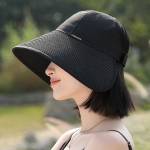 Uus &otilde;&otilde;nsa peaga Patchwork p&auml;ikesekaitsem&uuml;ts naistele suvine kokkupandav reguleeritav laia &auml;&auml;rega p&auml;ikesekaitsem&uuml;ts Juhuslik hingav moodne UV p&auml;ikesekaitsem&uuml;ts one size:56-58cm must