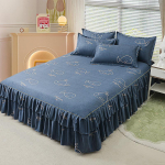 Ruffle seelikuga voodikate Kodu tekstiil Prinditud voodiseelik Magamistoa kattepleedid Voodikatted Voodilinad Tolmukate Voodipesu 3 tk/komplekt 120x200cm 3pcs gray
