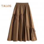 Naiste suveseelik Elastne k&otilde;rge v&ouml;&ouml;kohaga plisseeritud seelik &uuml;hev&auml;rviline ebaregulaarne pingutusn&ouml;&ouml;r suur &auml;&auml;ris A-joon seelik XL kohv