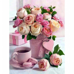 DIY Teemantmaali Lilled Ristpistes Komplekt Mosaiik Art Teemantmaal T&auml;isringi teemant Kodukaunistus Round 30x40cm