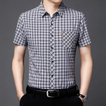 Suvine uus meeste l&uuml;hikeste varrukatega s&auml;rk Triikimata vabaaja ruuduline s&auml;rk Tasku poolvarrukatega isa Keskealiste ja eakate meeste riided M