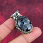 Larvikite ripats, 925 Sterling h&otilde;bedast ripats v&auml;&auml;riskivide ehted, k&auml;sitsi valmistatud ripats, imelised ehted, kingitus talle 1.69 Inches