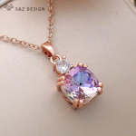 Mood klassikaline roosikuldne ruudukujuline kristallist ripats kaelakee naistele pulmadeks elegantne ehe kingitus