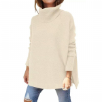 Moodne Turtleneck Oversized kootud kampsun Naiste l&otilde;hestatud elegantne avara pikkade varrukatega pullover kampsun vabaaja suures suuruses soliidsed džemprid Topid riided 1152 XXL aprikoosi