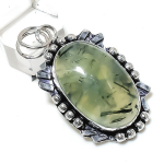 Prehnite Gemstone Handmade 925 Sterling Silver Gift Jewelry Pendant 2.17 s2w10