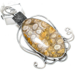Fossil Coral Gemstone Handmade 925 Sterling Silver Jewelry Pendant 3.15 v4c16