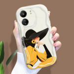 Armas koomiksimustriga kreemja tekstuuriga korpus, lainelise servaga pehme silikoonkaanega telefoni&uuml;mbris Xiaomi Redmi jaoks Redmi 12C puhas