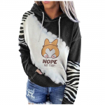 Naiste Mood Vabaaja J&otilde;ulupidu Tr&uuml;kitud Pikkade Varrukatega Corgi Kampsun Kapuutsiga Pullover Top S must