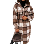 Naiste Talvine Ruuduline S&auml;rkkleit Mood Pikkade Varrukatega N&ouml;&ouml;biga Rev&auml;&auml;riga Kontori Daamide Keskmise Pikkusega Mantel S kohv