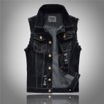 Meeste moeriietus Suur suurus Rebitud must teksist vest 6XL must