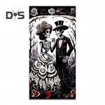 Halloweeni ukseb&auml;nneri kaunistus &otilde;udusskelett Halloweeni pulma esiukse sildib&auml;nner veranda maja v&auml;likaunistamiseks must