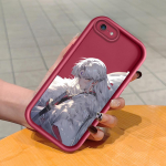 Pehme silikoonist ruudukujuline redelprintimismuster telefoni korpus, t&auml;iskaanega kaamera p&otilde;rutuskindel kaitse kummist &uuml;mbris iPhone Infinix Tecno OnePlus jaoks Infinix Note 40 Pro 4G tumepunast v&auml;rvi